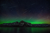 Some meteors from the Geminid Meteor shower in Banff Alberta 