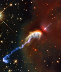 Some of the rarer sights in the night sky taking the form of thin spindly jets of matter floating among the surrounding gas and stars  The Herbig-Haro objects 