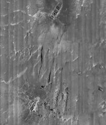 Sonar Image of Titanic Wreck Debris Field 