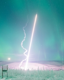 Sounding Rocket And Auroras    Poker Flat Research Range Alaska USA    Photographed By Jason Ahrns 