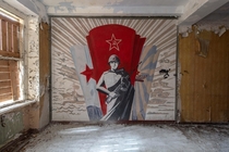 Soviet mural painting in an abandoned flying school 
