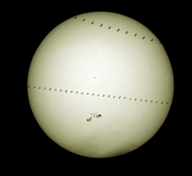 Space Station Moving Across Sun With Sun Spot 