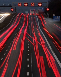 Speed Limit at the Autobahn A  near Frankfurt 