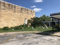St Francis of Assisi statues in front of disused church Brookfield MO 