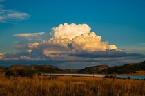 Stacked clouds at sunset over Pilanesberg National Park South Africa 