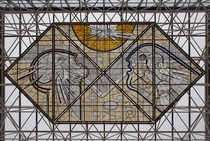 Stained glass in Keflavk International Airport Iceland 