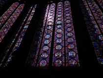 Stained glass inside of the Saint Chapelle Paris France 