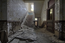 Staircase in an Abandoned School In Detroit Michigan 