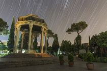 Star trails above the Tomb of Hafez one of Irans greatest poets in Shiraz Iran