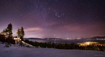 Stars fill the sky above Lake Tahoe 