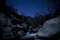 Stars over Kaweah River in Sequoia National Park 