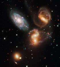 Stephans Quintet Four galaxies merging into one 