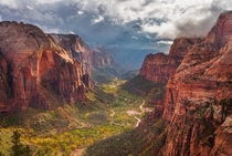Storm Break in Zion Canyon by Nick DeBarmore 