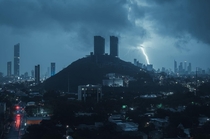 Stormy night in Monterrey Mexico