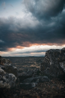 Stormy Weather Sunset on Lake Champlain Burlington Vermont  Instagram coreyrondeau