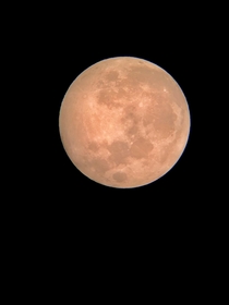 Strawberry moon pic by xs max through telescope