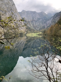 Stunned by the reflection in the lake Obersee Berchtesgaden Germany 
