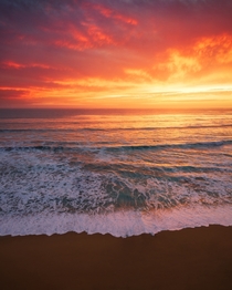 Stunning sunset over the Pacific Ocean in Santa Cruz California 