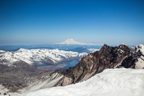 Summited Mount St Helens last week and got this beautiful view of Mount Rainier 