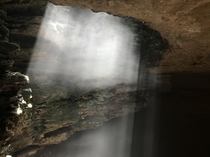 Sun shafts in Silver Dollar Citys Marvel Cave 