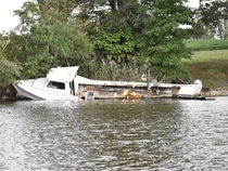 Sunken work boat Wye River MD