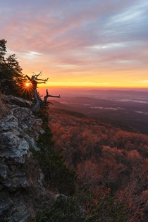 Sunrise from Arkansas tallest point Mount Magazine 