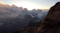Sunrise from the highest point in Germany the Zugspitze 