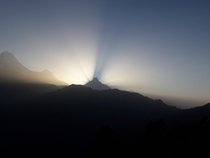 Sunrise or Sunset Mountain in Nepal 