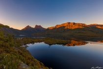 Sunrise over Dove Lake Cradle Mountain in Tasmania Australia from Glacier Rock by Paul Pichugin 