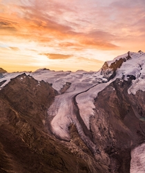 Sunrise over Gorner glacier in Zermatt Switzerland   - IG glacionaut
