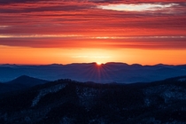 Sunrise over Pisgah National Forest in Western North Carolina US of A  x  