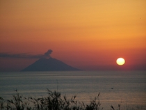 Sunset and Stromboli volcano   x 