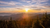 Sunset at Clingmans Dome Great Smoky Mountains National Park 