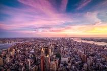 Sunset at New York City by George Becker - 