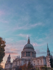 Sunset casting some great colour onto St Pauls in London England