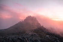 Sunset catching low cloud over Castell y Gwynt - Snowdonia  pete_ell