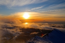 Sunset from the peak of Wolverine Chugach State Park Alaska 