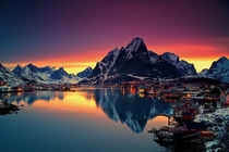 Sunset in Reine Lofoten Islands Norway