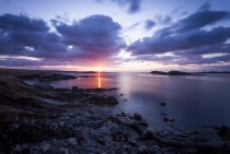Sunset on Westing beach Unst Shetland UK 