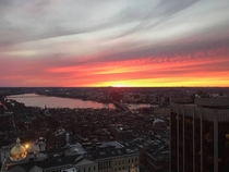 Sunset over Boston and Cambridge Mass x
