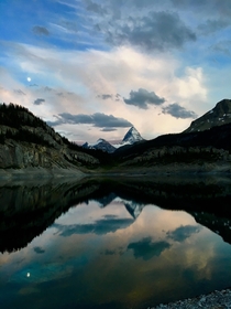 Sunset over Mount Assiniboine in the Canadian Rockies BC 