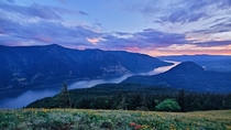 Sunset over the Columbia River Gorge Washigton State 