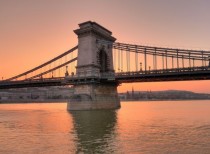 Sunset over the Danube - Szchenyi Chain Bridge Budapest Hungary 