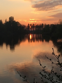 Sunset over the river Thames Berkshire UK 