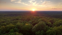 Sunset over the treetops of the Nicolet National Forest 