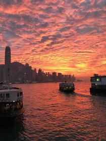 Sunset over Victoria harbour X