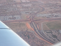SuperRedTan Interchange in Mesa Arizona- Meeting place of the Superstition Red Mountain and Santan Freeways