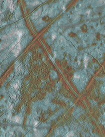 Surface detail on Europa with shattered ice surface and refreezing 