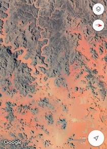 Tadrart Rouge The Mars on Earth from Google Maps  somebody call Elon