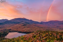 Thanks to a rainbow and peak fall foliage this is easily the best sunrise I have ever seen in my life Adirondacks NY 